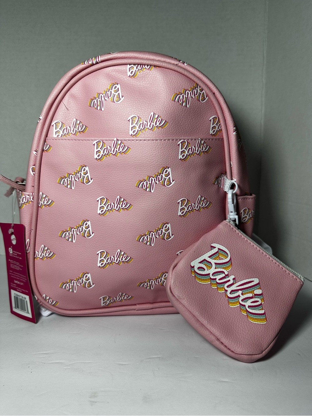 Barbie Pink Logo Mini Backpack with Matching Coin Pouch Brand New with Tag